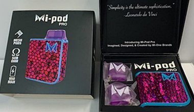 Mi-Pod pro vaporizer device in packaging with two replacement pods