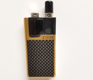 Lost Vape Orion box mod vaporizer with black and gold exterior