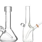 Translucent glass bong and adjacent glass dab rig