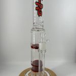 Translucent and red scientific glass bong by "TAG"